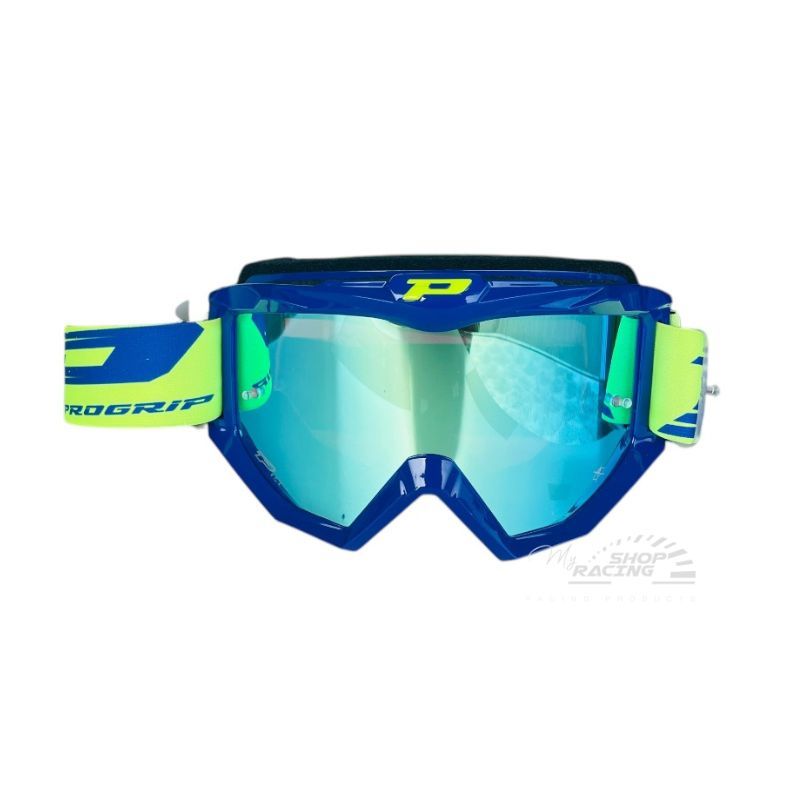 MASCHERA PROGRIP ATZAKI TEAR OFF LENTE A SPECCHIO BLU E GIALLO FLUO