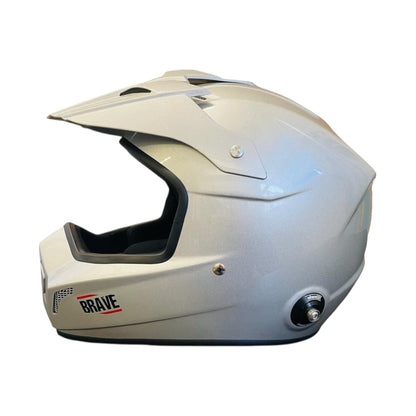 FIA APPROVED BRAVE HELMET, METALLIC GREY COLOR