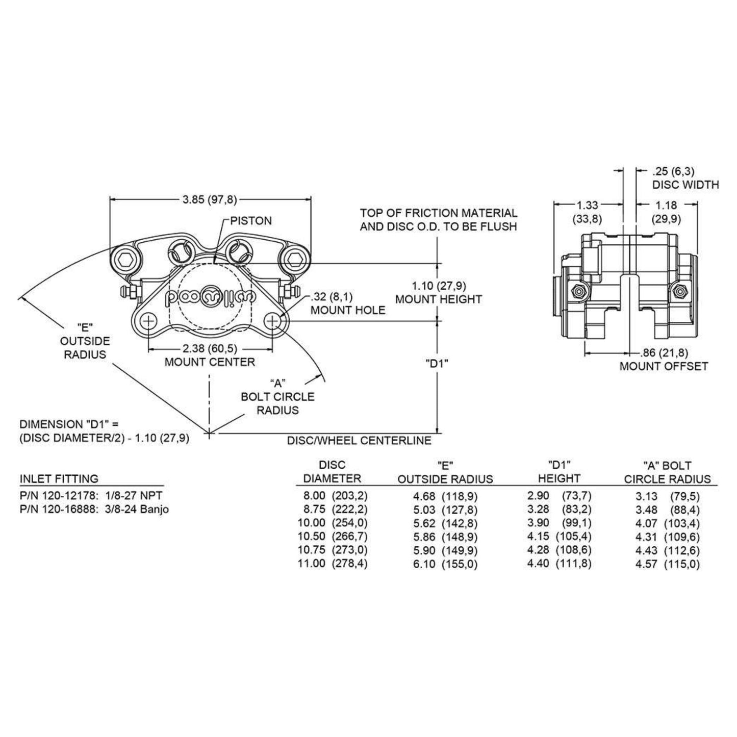 PINZA FRENO WILWOOD GP200 DUE PISTONICINI